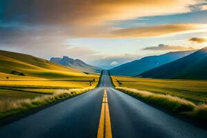 el la carretera a el futuro. generado por ai foto