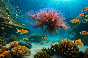 underwater scene with coral and fish. AI-Generated photo