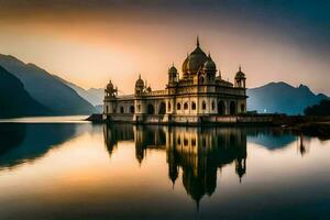 the beautiful palace in india at sunset. AI-Generated photo