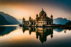 el hermosa palacio en India a puesta de sol. generado por ai foto