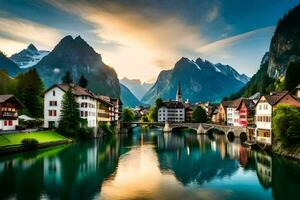 the beautiful town of switzerland. AI-Generated photo