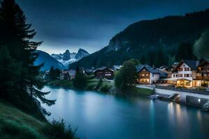 the village of alpin in the alps, switzerland. AI-Generated photo