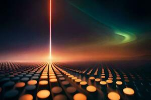 a long line of dots in the sky with a bright light. AI-Generated photo