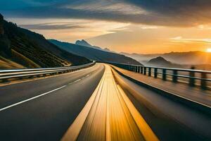 un autopista con el Dom ajuste detrás él. generado por ai foto