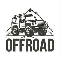 Vector off-road adventure car illustration isolated on white background.Extreme off-road vehicle suv on mountain