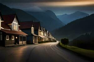 a long exposure photo of a road in the mountains. AI-Generated