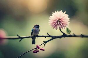 foto fondo de pantalla el flor, pájaro, pájaro, pájaro, flor, pájaro, flor, pájaro,. generado por ai