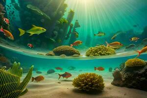 underwater scene with fish and coral. AI-Generated photo