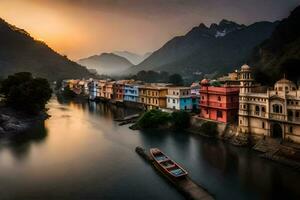 the city of rishikesh, india. AI-Generated photo