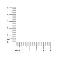 Corner ruler from 0 to 5 centimeter. Measuring tool template. Vector illustration isolated on white background.