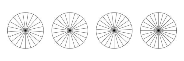 Diagram wheel parts. Segmented charts collection. Pie chart templates. Many number of sectors divide the circle on equal parts. Outline thin graphics. Set of pizza, pie charts. Segments infographic. vector