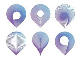 Futuristic geolocation icons set. Y2K style wireframe map pinpoint icon set. Map pin location. Vector illustration EPS 10