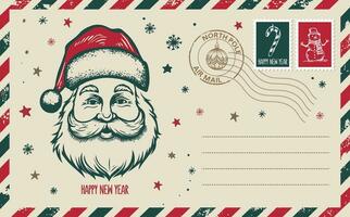 correo de navidad, postal, ilustración dibujada a mano. vector