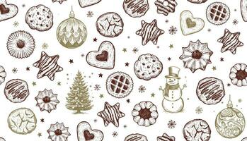 Christmas Cookie and ball set, Hand drawn illustration. vector