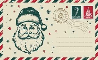 correo de navidad, postal, ilustración dibujada a mano vector