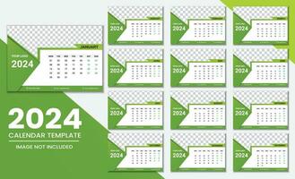 Desk Calendar 2024 Or Monthly Weekly Schedule New Year Calendar 2024 Design Template. vector