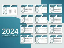 Desk Calendar 2024 Or Monthly Weekly Schedule New Year Calendar 2024 Design Template. vector