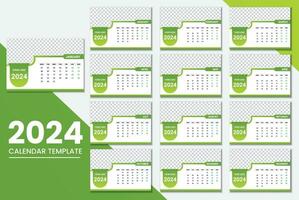 Desk Calendar 2024 Or Monthly Weekly Schedule New Year Calendar 2024 Design Template. vector