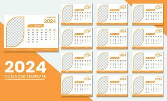 Minimalist Desk Calendar 2024 Template vector