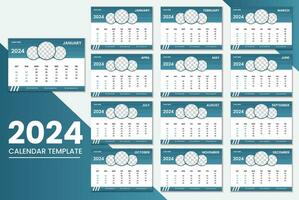 Desk Calendar 2024 Or Monthly Weekly Schedule New Year Calendar 2024 Design Template. vector