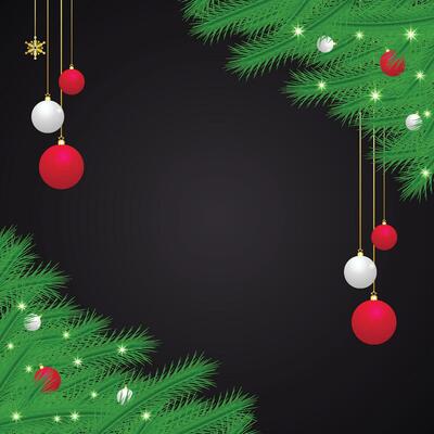 Christmas post with green leaves and red with white balls and light