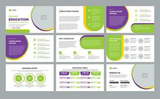 education presentation slide template design or education pitch deck slide template vector