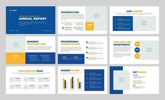 Annual report presentation slide design template vector