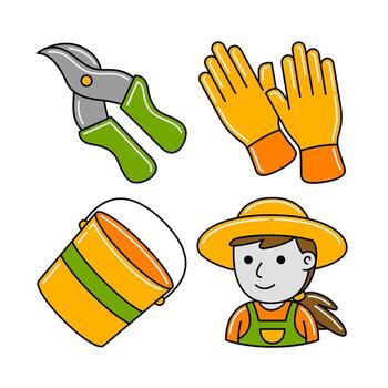 agriculture objects vector illustrations set