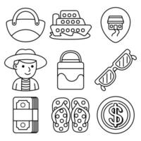 beach travel objects vector illustrations set