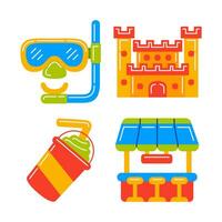 beach travel objects vector illustrations set