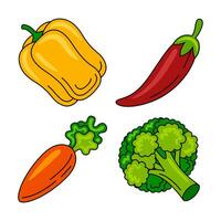 vegetable objects vector illustrations set