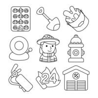 firefighter objects vector illustrations set