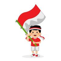 niña niños celebrar Indonesia independencia día vector