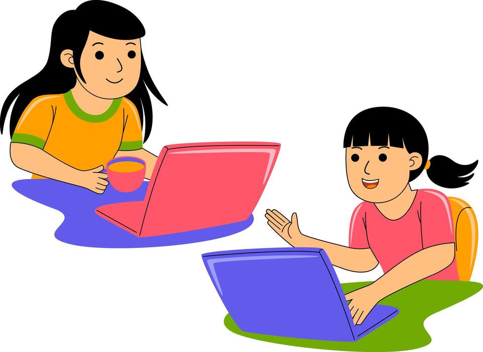 Kids With Computer Vector Art, Icons, and Graphics for Free Download