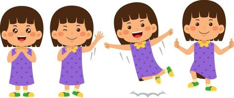 cute little kid girl vector illustration