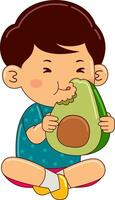 cute boy kids eating vector illustration