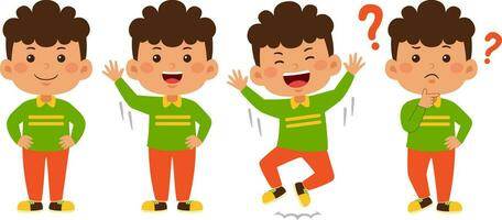 cute little kid boy vector illustration