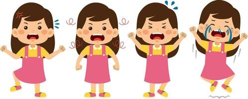 cute little kid girl vector illustration