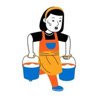 young woman house cleaner vector illustration