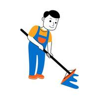 young man house cleaner vector illustration