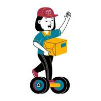 young woman courier vector illustration