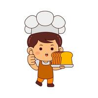 cute baker boy cartoon character vector illustration