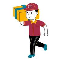 young man courier vector illustration