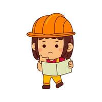 linda constructor niña dibujos animados personaje vector ilustración