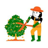 young woman farmer vector illustration