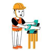 young man builder vector illustration