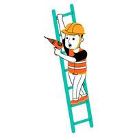 young man builder vector illustration