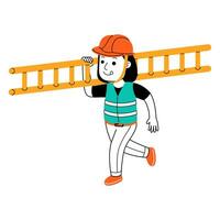 young woman builder vector illustration