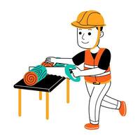 young man builder vector illustration