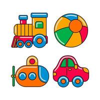 kids toy objects vector illustrations set